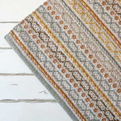Cotton Geometric Repeat Rug in Sandy Tones - 60 x 90cm