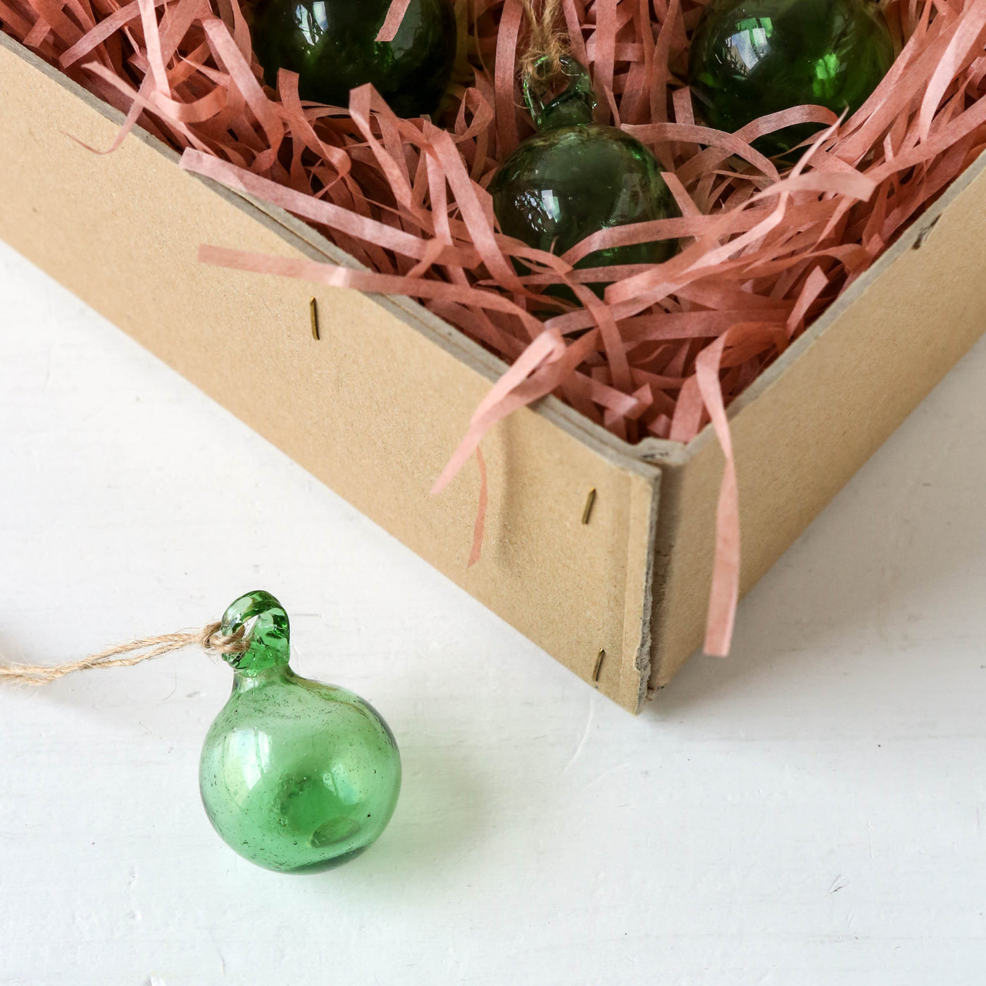 Round Hand Blown Glass Bauble - Green