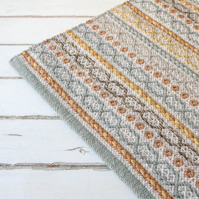 Cotton Geometric Repeat Rug in Sandy Tones - 60 x 90cm