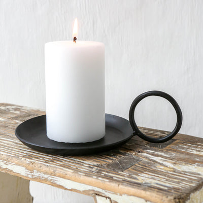 Dimali Metal Candle Holder with Handle - Antique Bronze/ Black
