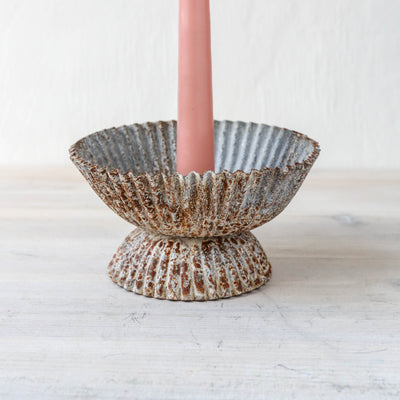 Annalla Rustic Iron Candle Holder - Aged Zinc