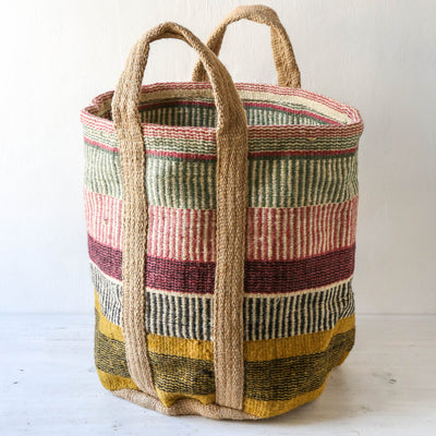 Colourful Stripe Jute Storage Basket