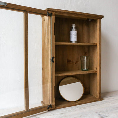 Halden Fir Wood Glazed Cabinet