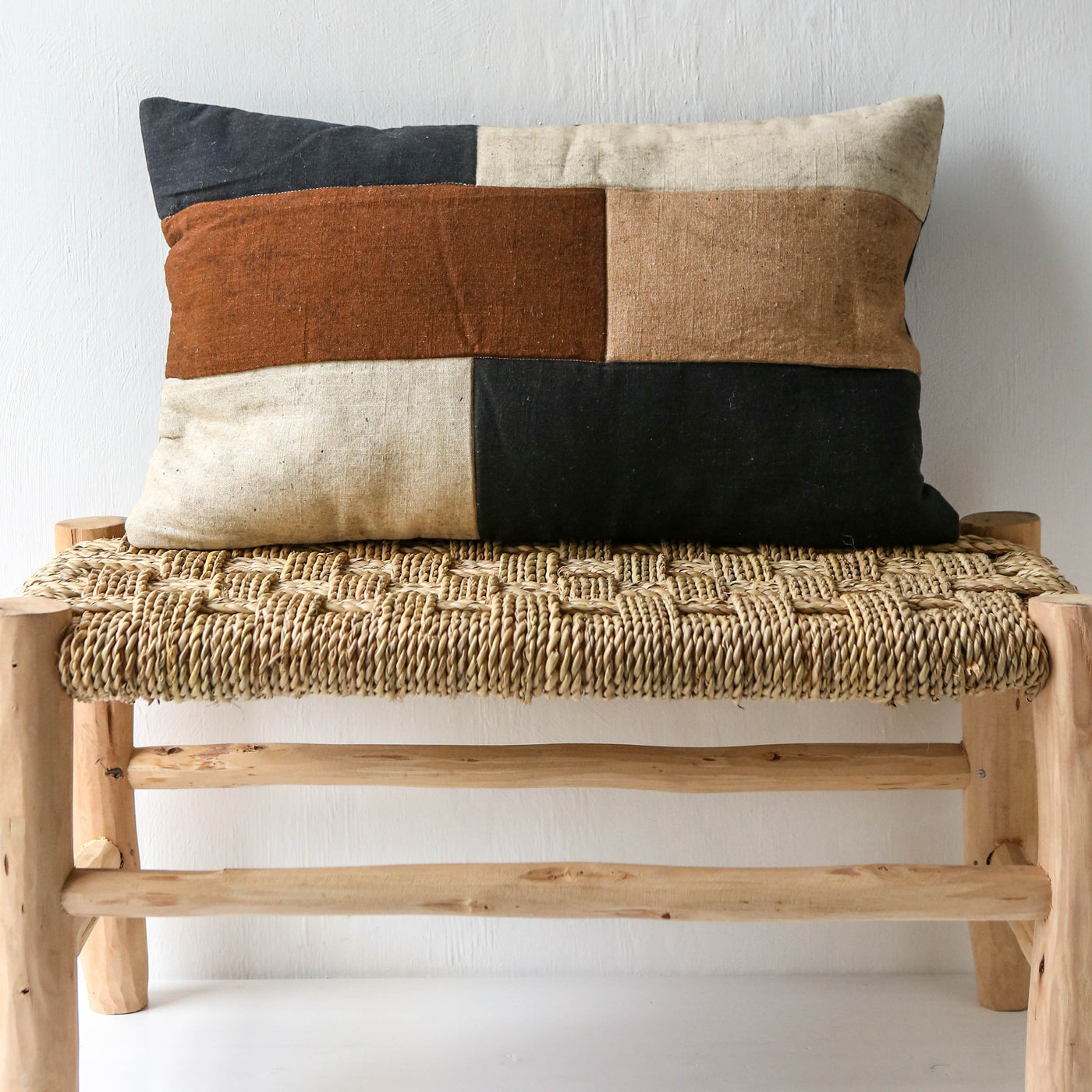 Multi Colour Patch Oblong Cushion