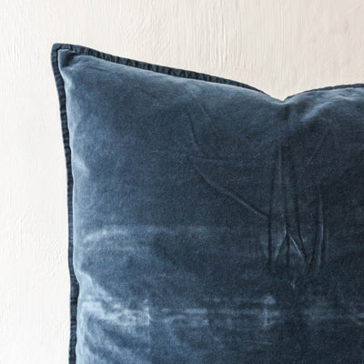 Cotton Velvet Cushion Cover - Historical Blue