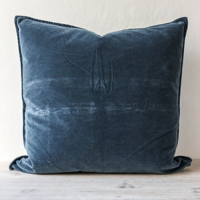 Cotton Velvet Cushion Cover - Historical Blue