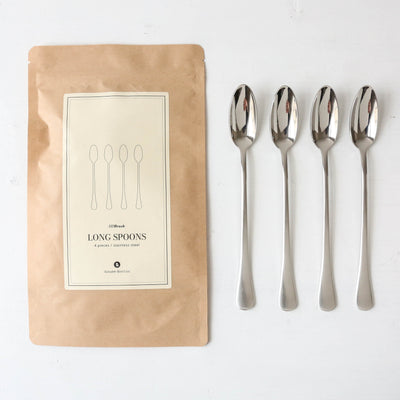 Set of Four Brushed Long Spoons