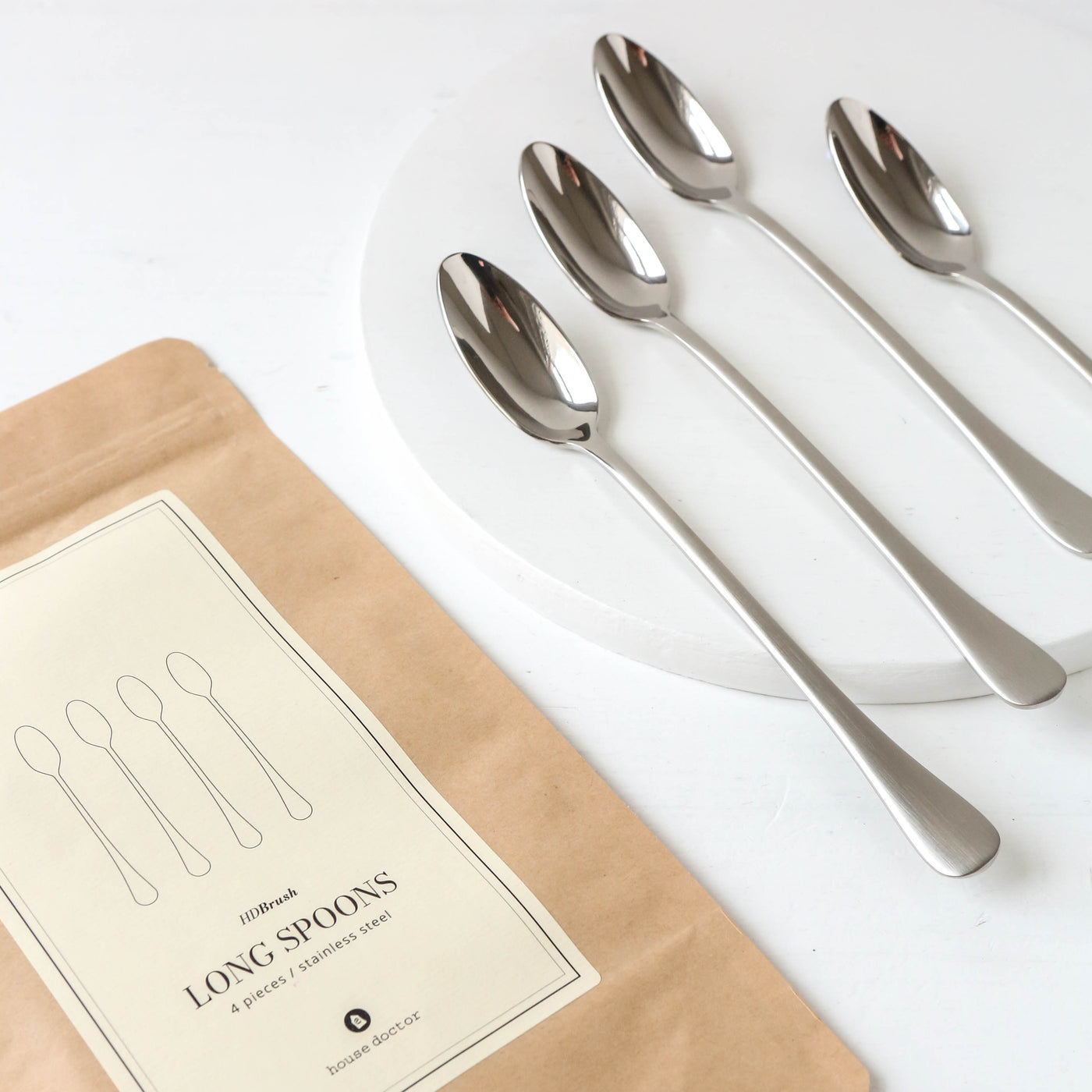 Set of Four Brushed Long Spoons