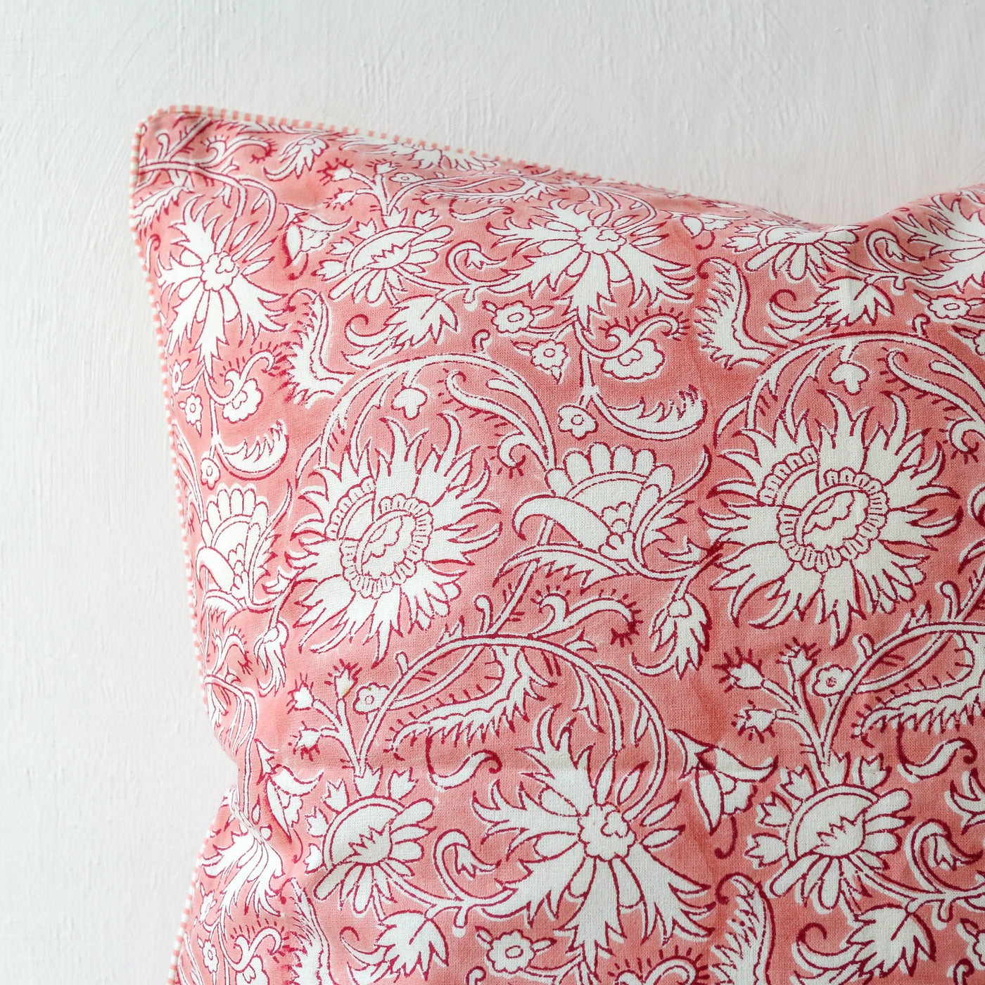 Phalanpur Block Printed Cushion Cover - Coral 50cm