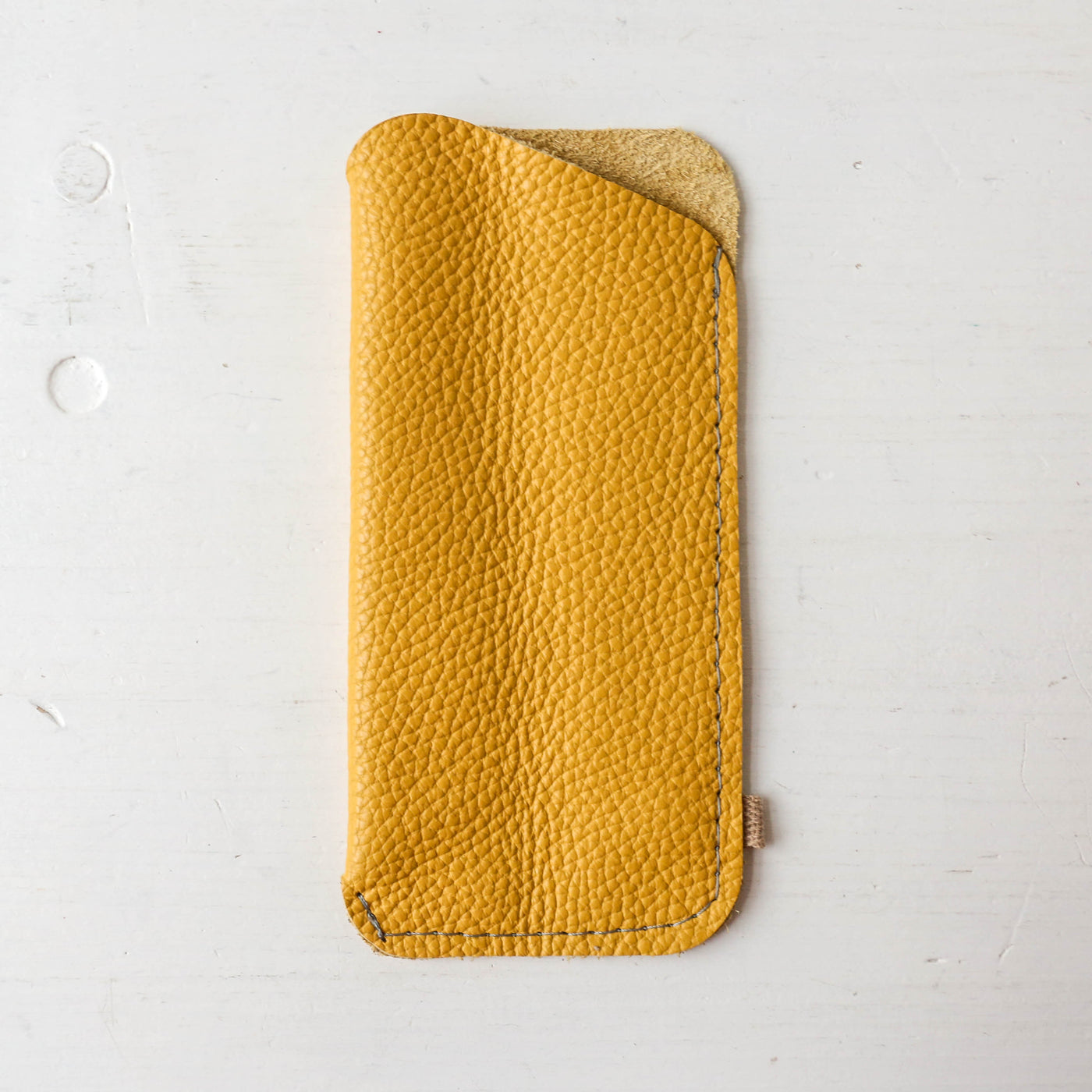 Leather Glasses Slip Case - Yellow