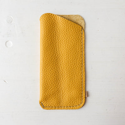 Leather Glasses Slip Case - Yellow