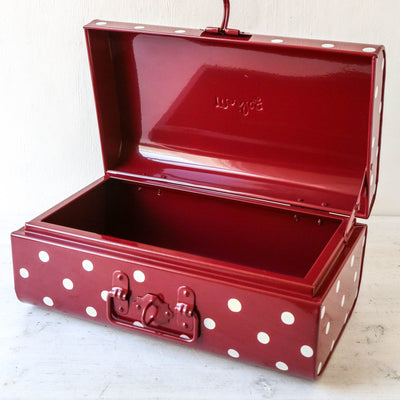 Storage Suitcase Trunk - Red with Dots