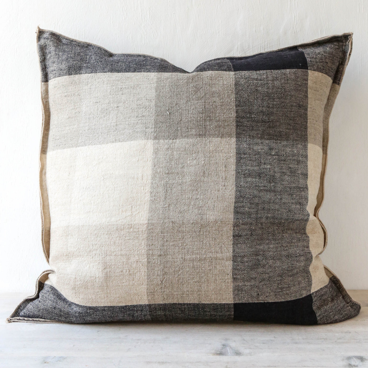 Linen Check Cushion Cover - Desert 50cm