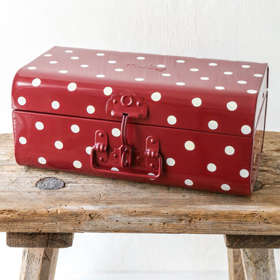 Storage Suitcase Trunk - Red with Dots
