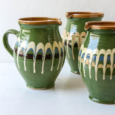 Romanian Slipware Folk Jug - Green