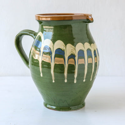 Romanian Slipware Folk Jug - Green