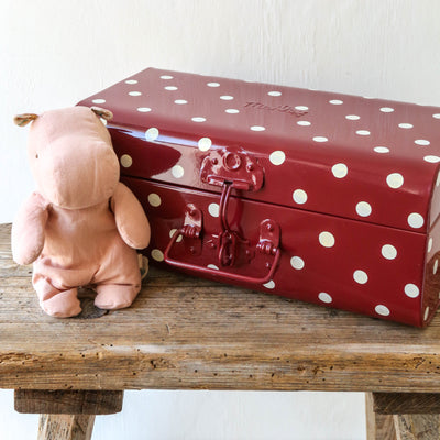 Storage Suitcase Trunk - Red with Dots