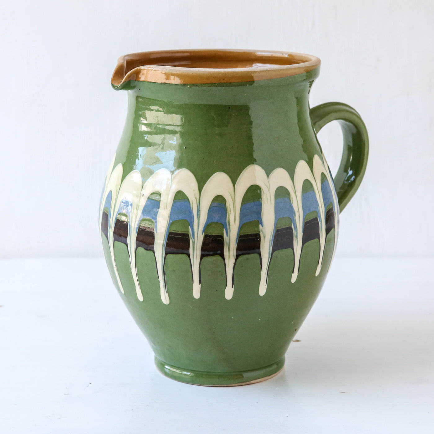 Romanian Slipware Folk Jug - Green