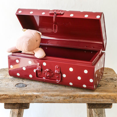 Storage Suitcase Trunk - Red with Dots