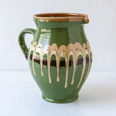 Romanian Slipware Folk Jug - Green