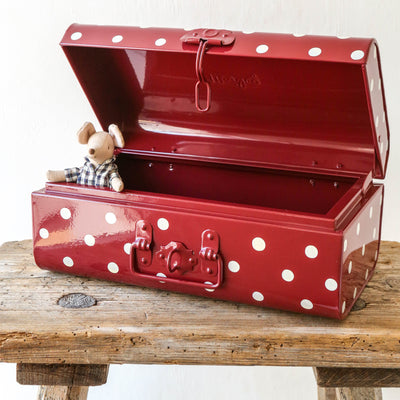 Storage Suitcase Trunk - Red with Dots