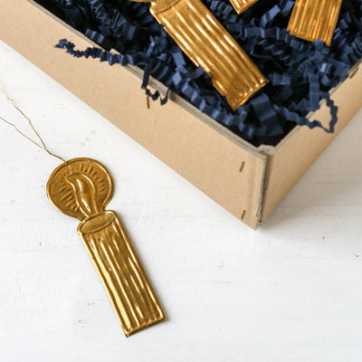 Candle Flame Decoration - Pressed Antique Brass
