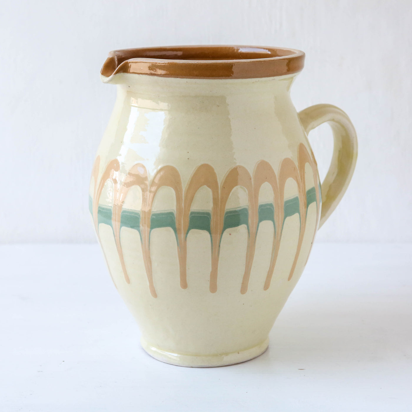 Romanian Slipware Folk Jug - Cream