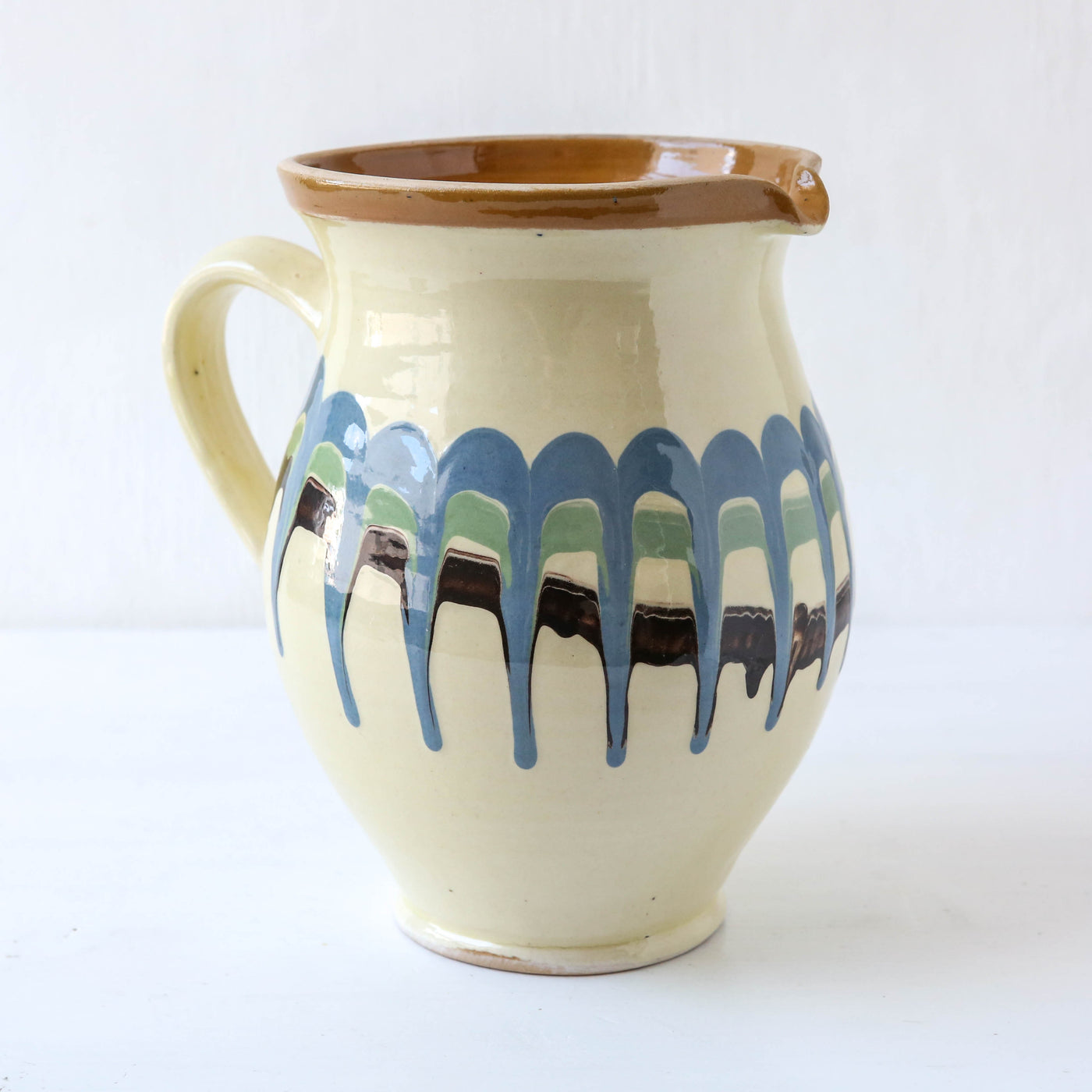 Romanian Slipware Folk Jug - Cream