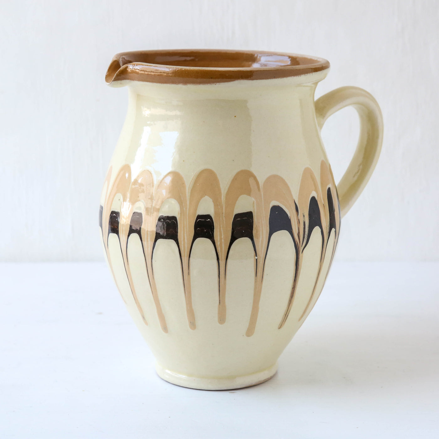 Romanian Slipware Folk Jug - Cream
