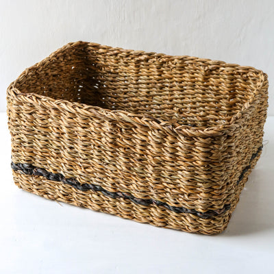 Stripe Seagrass Baskets - Large set of three