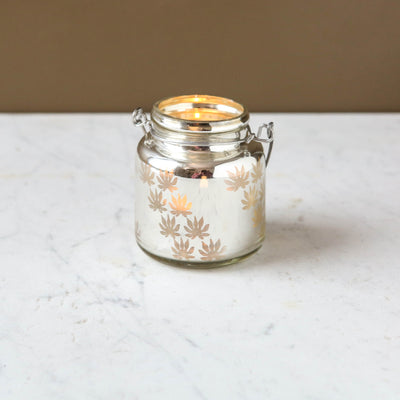 Etched Jam-Jar Style Votive - Antique Silver