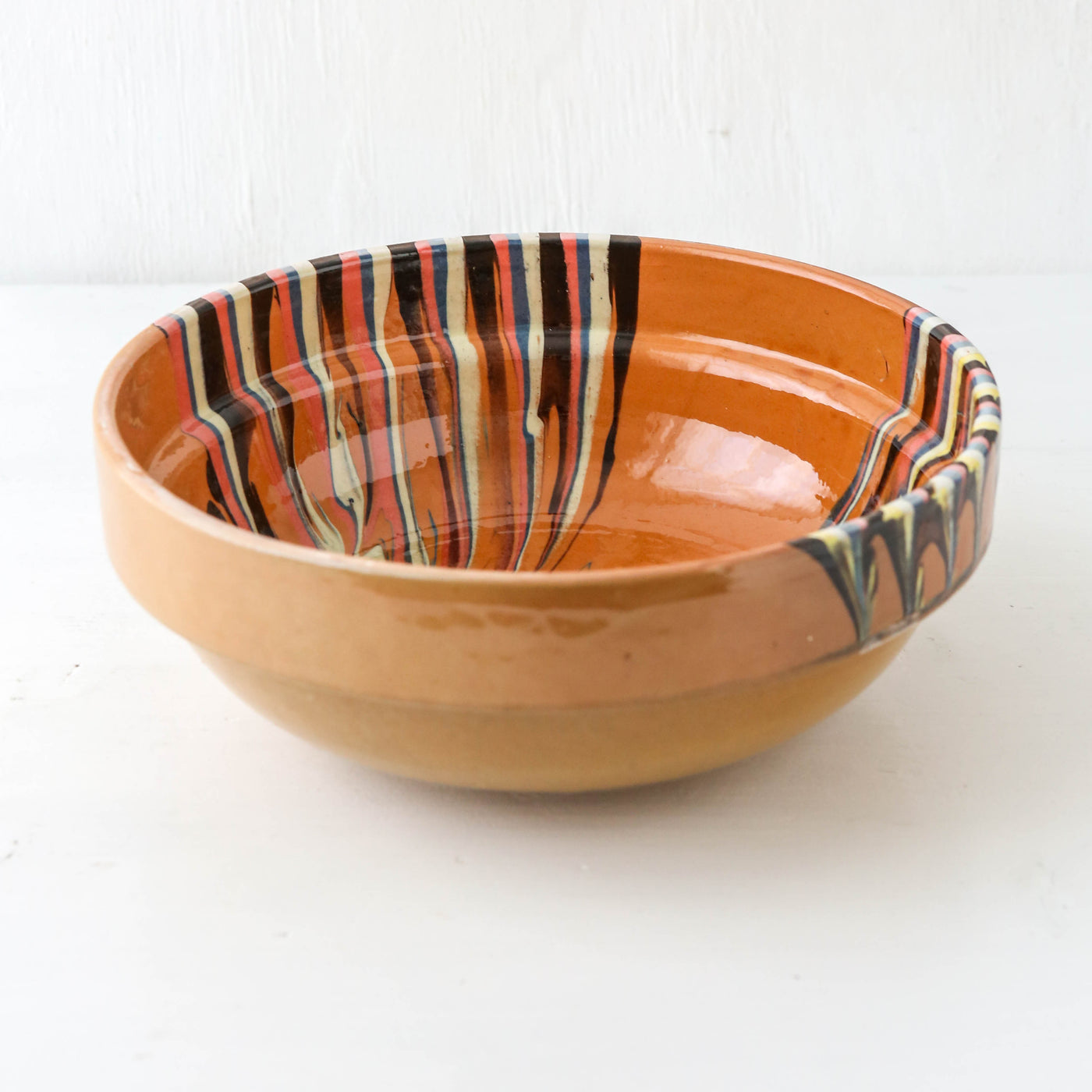 Medium Romanian Slipware Folk Bowl - Design E