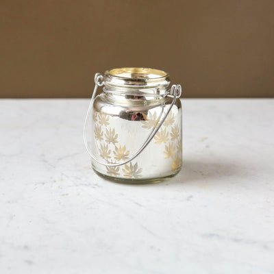 Etched Jam-Jar Style Votive - Antique Silver