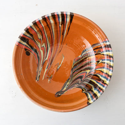 Medium Romanian Slipware Folk Bowl - Design E