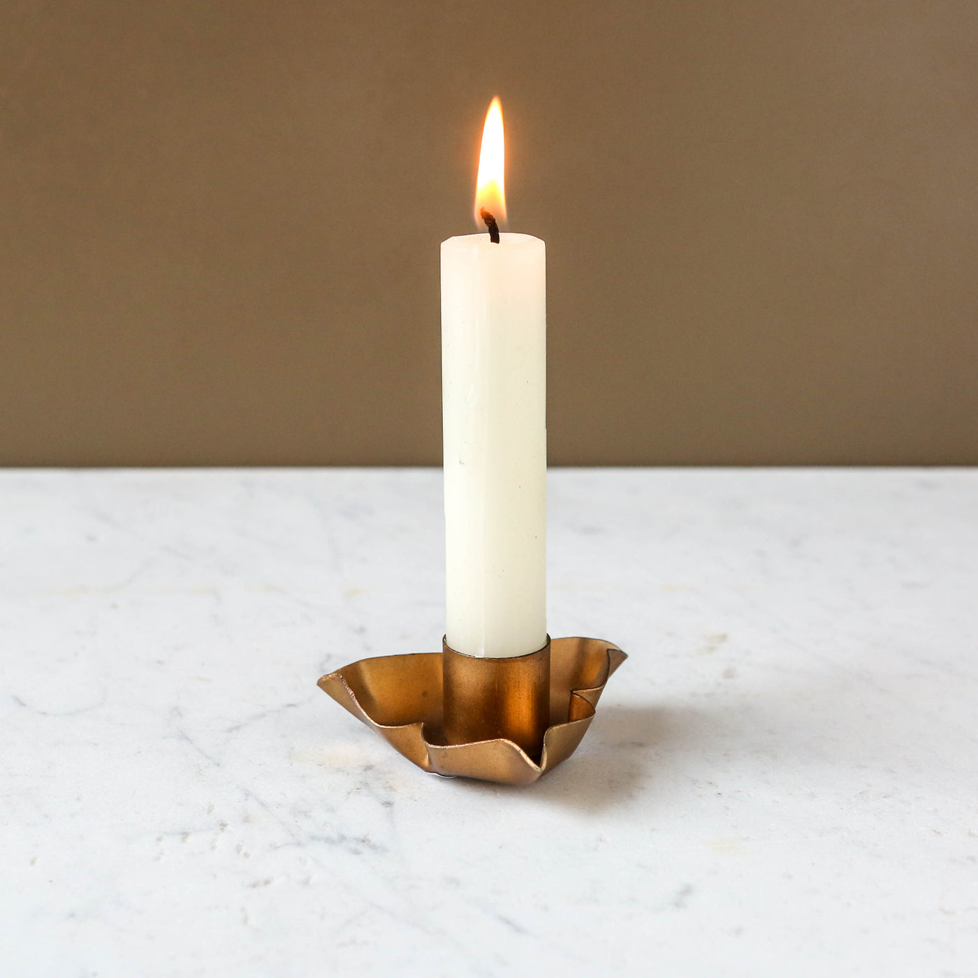 Oxalis Candle Holder - Antique Brass