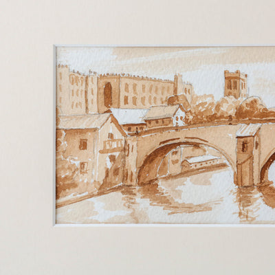 Vintage Original Watercolour Artwork - Historic French Bridge