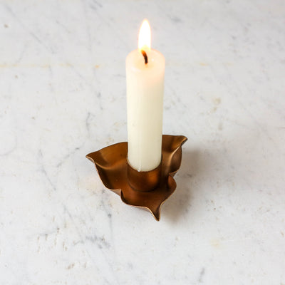 Oxalis Candle Holder - Antique Brass