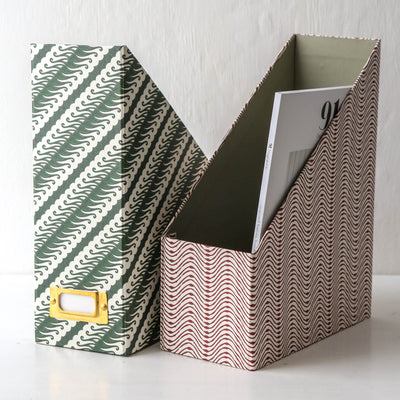 Magazine File Box - Green Pattern