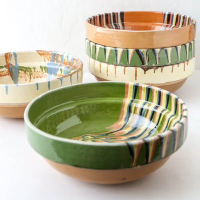 Medium Romanian Slipware Folk Bowl - Design E