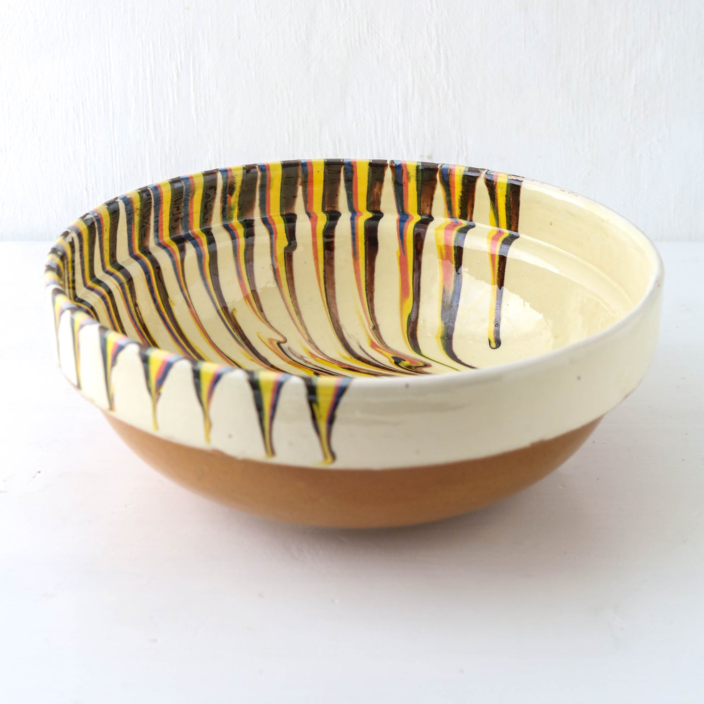 Large Romanian Slipware Folk Bowl - Design E