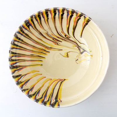 Large Romanian Slipware Folk Bowl - Design E
