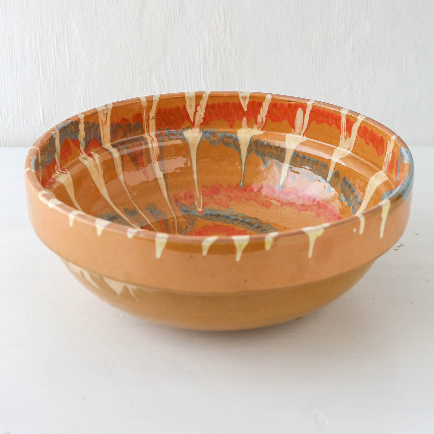Large Romanian Slipware Folk Bowl - Design A