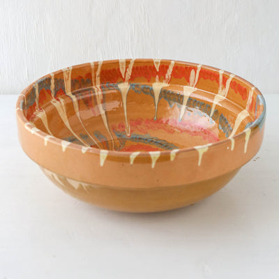 Large Romanian Slipware Folk Bowl - Design A