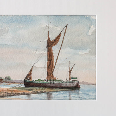 Vintage Original Watercolour Artwork - Dutch Fishing Boat