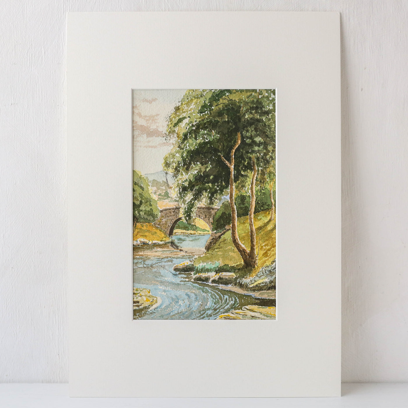 Vintage Original Watercolour Artwork - Yorkshire River