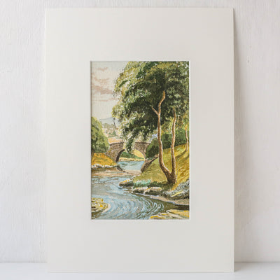 Vintage Original Watercolour Artwork - Yorkshire River