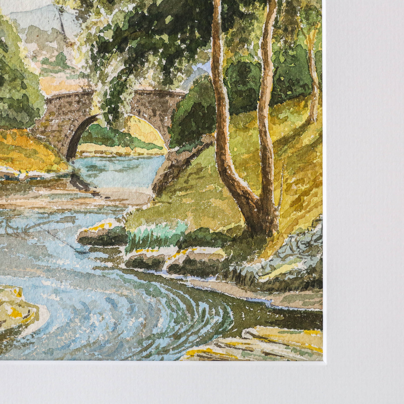 Vintage Original Watercolour Artwork - Yorkshire River