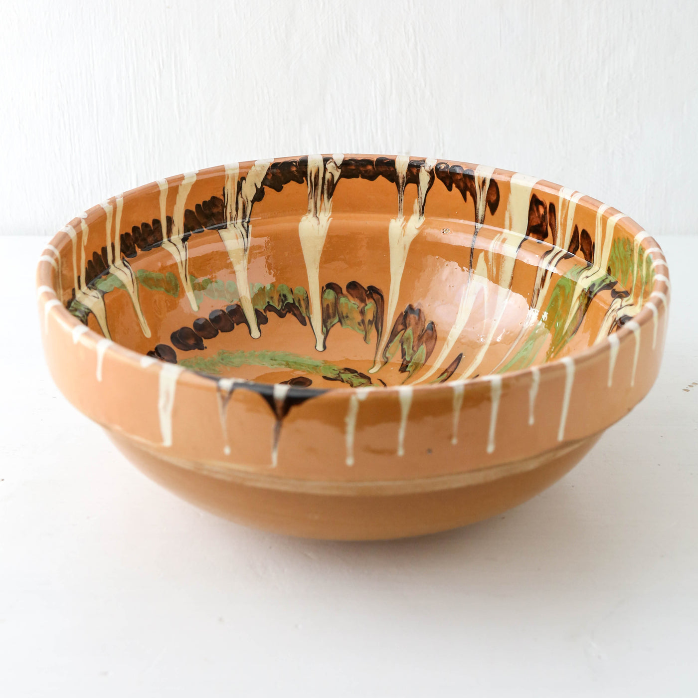 Large Romanian Slipware Folk Bowl - Design C