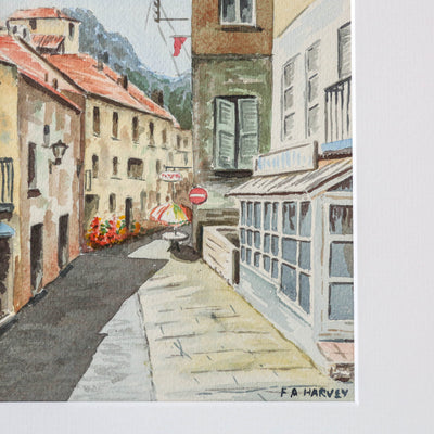 Vintage Original Watercolour Artwork - Sunny French Street