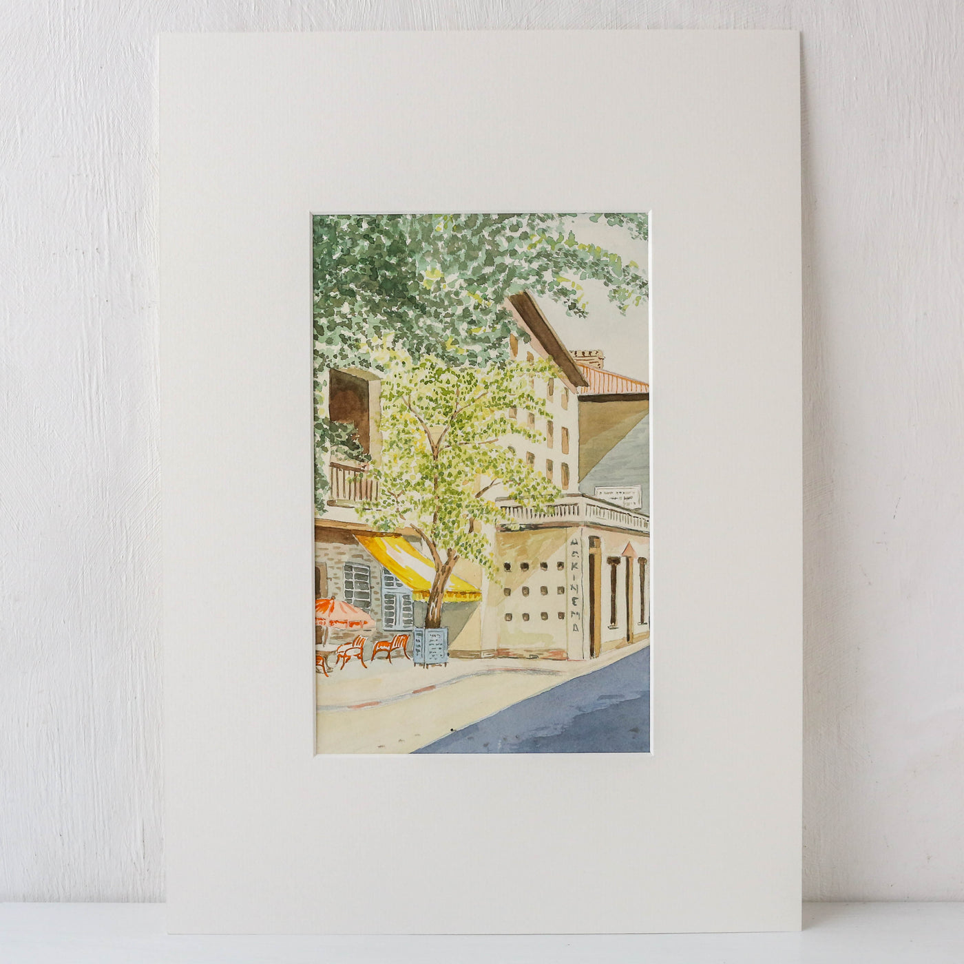 Vintage Original Watercolour Artwork - French Cafe Scene